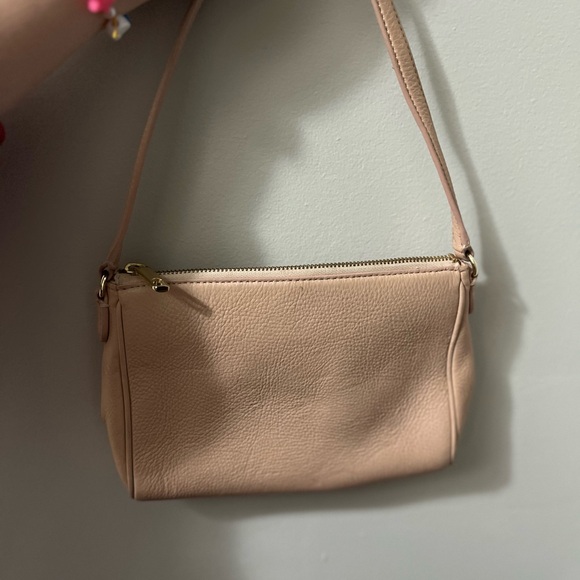 Cream Shoulder Bag with Smooth Leather Material and Compact Size - Picture 2 of 8
